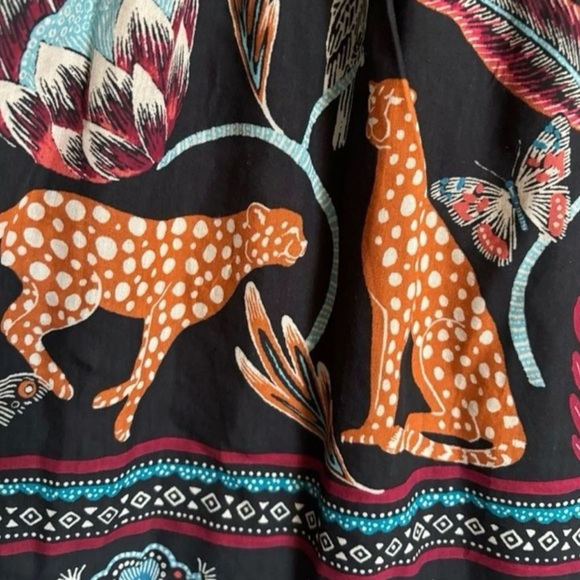 Anthropologie Women’s V-Neck Plunge Boho Jungle Print Tunic Mini Dress Size 2X - Picture 5 of 10